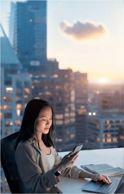 Professional working with technology